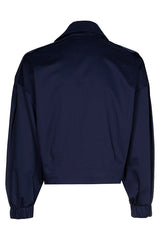 NAVY SMOOTH COTTON BOMBER JACKET