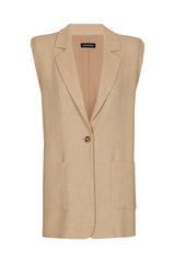 SLEEVELESS LINEN BLEND BLAZER