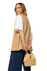 SLEEVELESS LINEN BLEND BLAZER