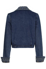 EMBROIDERY DETAIL SHORT DENIM JACKET
