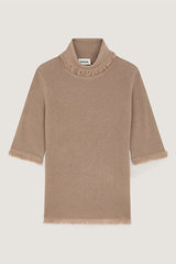 BROWN SHORT SLEEVED TURTLENECK SWEATER