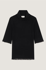 BLACK SHORT SLEEVED TURTLENECK SWEATER
