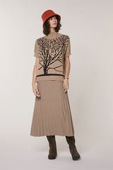 BROWN JACQUARD HIGH NECK PULLOVER