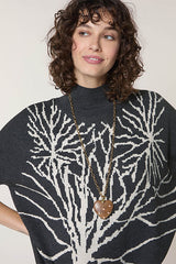 GREY JACQUARD HIGH NECK PULLOVER