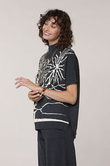 GREY JACQUARD HIGH NECK PULLOVER