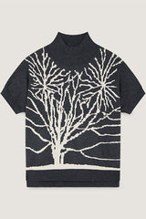 GREY JACQUARD HIGH NECK PULLOVER