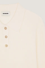 WHITE RIBBED POLO