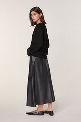 BLACK V NECK LACE WOOL SWEATER