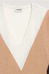 BROWN INTARSIA WOOL PULLOVER