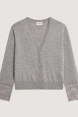 GREY LACE WOOL CARDIGAN