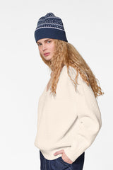 WHITE FANCY V NECK SWEATER