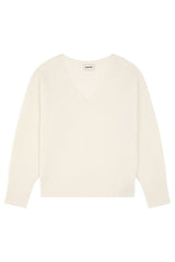 WHITE FANCY V NECK SWEATER