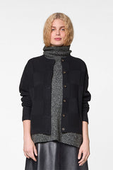 BLACK FANCY WOOL CARDIGAN
