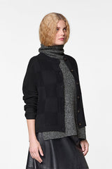 BLACK FANCY WOOL CARDIGAN
