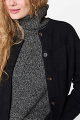 BLACK FANCY WOOL CARDIGAN