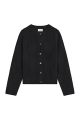 BLACK FANCY WOOL CARDIGAN