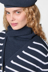 BLUE STRIPED WOOL CARDIGAN