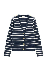 BLUE STRIPED WOOL CARDIGAN