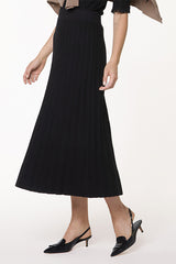 BLACK PLEATED MESH SKIRT