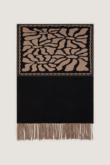 BROWN JACQUARD KNIT SCARF