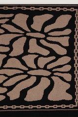 BROWN JACQUARD KNIT SCARF