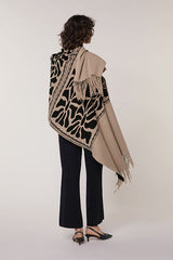 BROWN JACQUARD KNIT SCARF