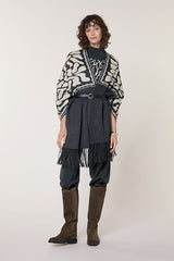 GREY JACQUARD KNIT SCARF