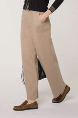 BROWN WIDE LEG KNITTED TROUSERS