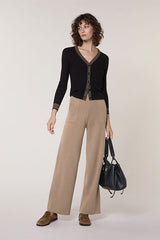 BROWN WIDE LEG KNITTED TROUSERS