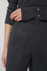 GREY WIDE LEG KNITTED TROUSERS