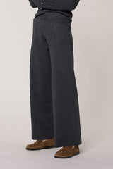 GREY WIDE LEG KNITTED TROUSERS