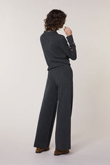 GREY WIDE LEG KNITTED TROUSERS