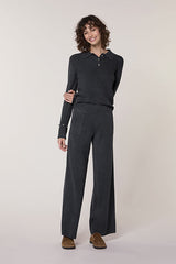 GREY WIDE LEG KNITTED TROUSERS