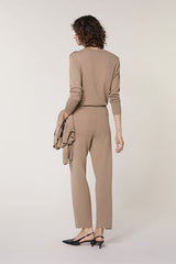 BROWN MILANO KNIT CIGARETTE TROUSERS