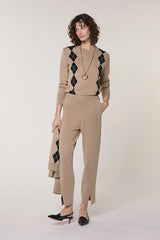 BROWN MILANO KNIT CIGARETTE TROUSERS