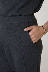 GREY MILANO KNIT CIGARETTE TROUSERS