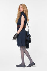 BLUE STRAIGHT WOOL DRESS