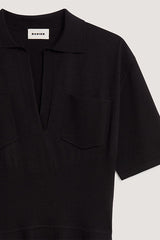 BLACK LONG WOOL DRESS