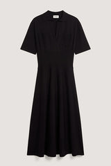 BLACK LONG WOOL DRESS