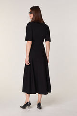 BLACK LONG WOOL DRESS
