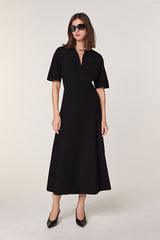 BLACK LONG WOOL DRESS