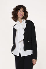 BLACK SHORT DOUBLE FACED KNIT JACKET