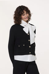 BLACK SHORT DOUBLE FACED KNIT JACKET