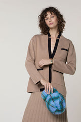 BROWN TWO TONE DOUBLE SIDED KNIT JACKET