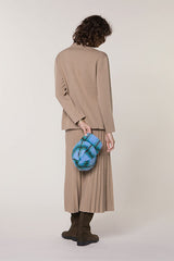 BROWN TWO TONE DOUBLE SIDED KNIT JACKET