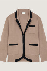 BROWN TWO TONE DOUBLE SIDED KNIT JACKET