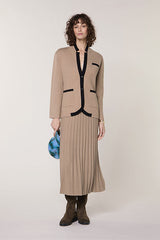 BROWN TWO TONE DOUBLE SIDED KNIT JACKET