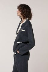 GREY TWO TONE DOUBLE SIDED KNIT JACKET