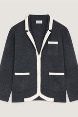 GREY TWO TONE DOUBLE SIDED KNIT JACKET