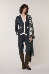 GREY TWO TONE DOUBLE SIDED KNIT JACKET